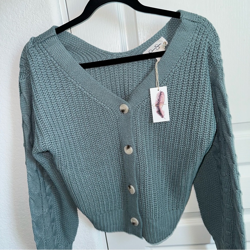 BNWT Jessica Simpson Blue Green Knit Cardigan Sweater